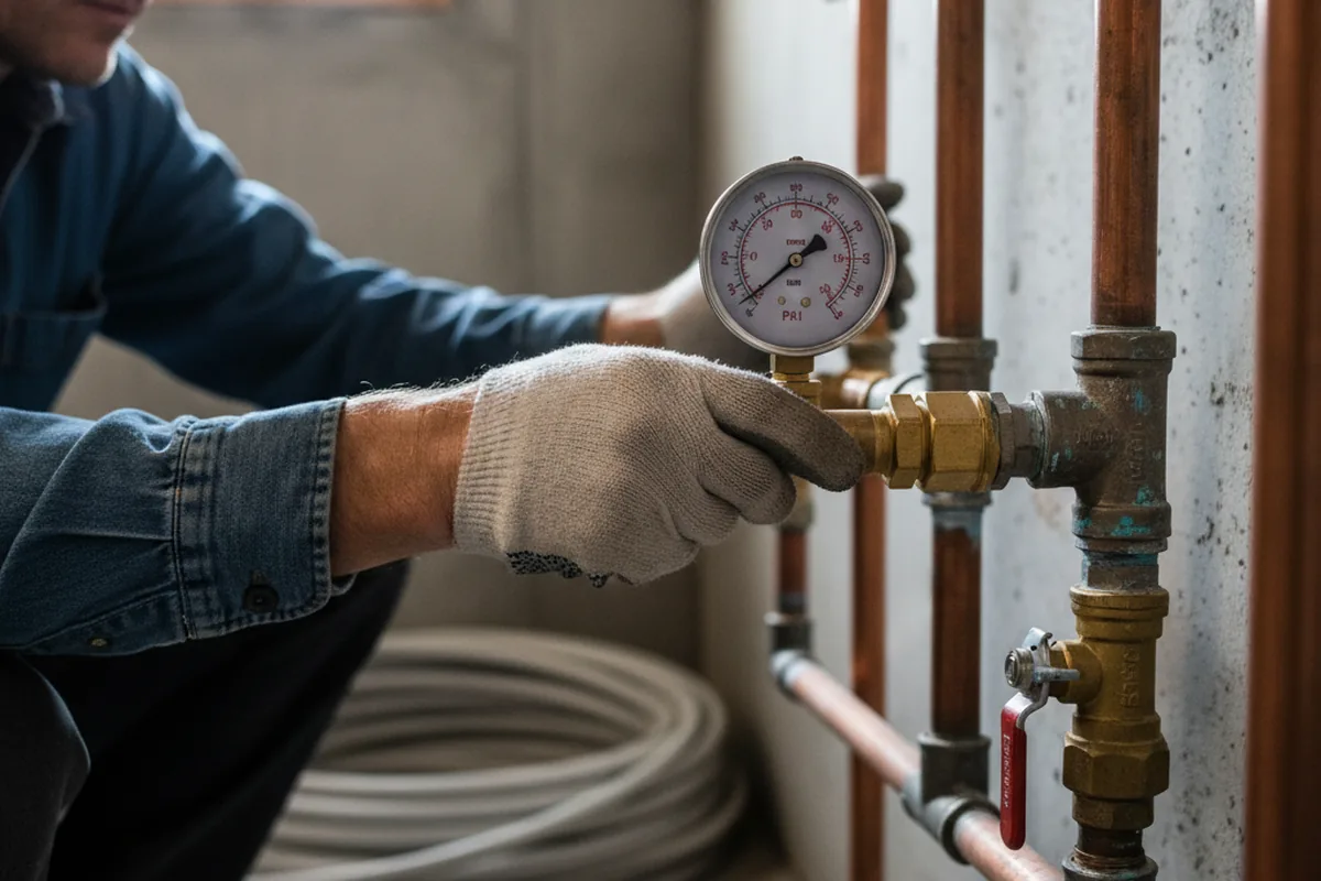 Pressure testing a repaired line during Water Line Repair in Arnold